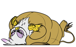 Size: 722x448 | Tagged: safe, artist:polofastter, artist:secretgoombaman12345, imported from derpibooru, gilda, griffon, fat, female, gildough, lying down, obese, on back, simple background, solo, transparent background