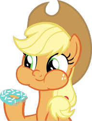 Size: 5809x7602 | Tagged: safe, artist:rosasaav, imported from derpibooru, applejack, base used, cute, donut, eating, female, food, hat, inkscape, jackabetes, mare, simple background, solo, solo female, transparent background, vector