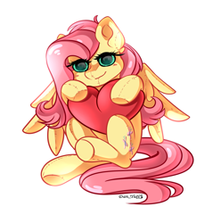 Size: 1947x2038 | Tagged: safe, artist:yuris, imported from derpibooru, fluttershy, original species, pegasus, plush pony, pony, female, plushie, simple background, sitting, smiling, solo, toy, white background