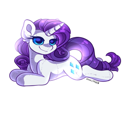 Size: 2147x2038 | Tagged: safe, artist:yuris, imported from derpibooru, rarity, original species, plush pony, pony, unicorn, concave belly, female, horn, lies, plushie, simple background, smiling, solo, toy, white background