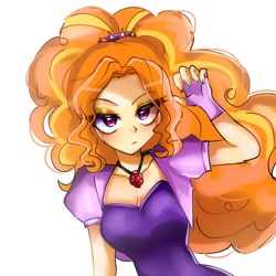 Size: 1280x1280 | Tagged: safe, artist:pulse, imported from derpibooru, adagio dazzle, human, equestria girls, :i, breasts, busty adagio dazzle, cleavage, clothes, eyebrows, eyebrows visible through hair, female, fingerless gloves, gem, gloves, lidded eyes, looking at you, simple background, siren gem, solo, white background