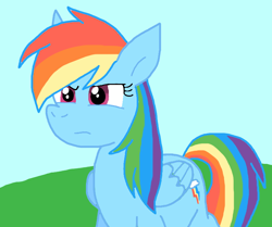 Size: 766x640 | Tagged: safe, artist:cmara, imported from derpibooru, rainbow dash, pegasus, pony, female, folded wings, frown, narrowed eyes, solo, two toned background, wingding eyes, wings