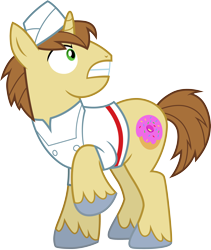 Size: 3000x3549 | Tagged: safe, artist:cloudy glow, imported from derpibooru, donut joe, pony, unicorn, clothes, hat, high res, horn, male, shirt, simple background, solo, stallion, transparent background, unshorn fetlocks