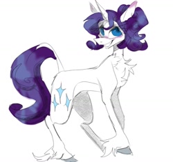 Size: 1456x1369 | Tagged: safe, artist:chortzykit, imported from derpibooru, rarity, pony, unicorn, horn, leonine tail, simple background, solo, tail, unshorn fetlocks, white background