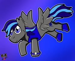 Size: 2048x1674 | Tagged: safe, artist:knifethstorm, imported from derpibooru, oc, oc only, oc:knifeth storm, pegasus, gradient background, pegasus oc, solo, watch, wings