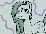 Size: 355x261 | Tagged: safe, artist:gh0stmist, imported from derpibooru, part of a set, marble pie, earth pony, pony, abstract background, animated, blushing, cute, female, frame by frame, gif, gray coat, hair over one eye, long mane, marblebetes, mare, messy mane, shy, shy smile, smiling, squigglevision, straight mane, tail, two toned mane, two toned tail, wigglypaint