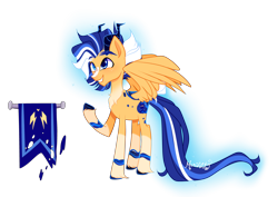 Size: 5500x3900 | Tagged: safe, artist:marihht, imported from derpibooru, oc, oc only, hybrid, pegasus, pony, absurd resolution, blaze (coat marking), chest fluff, coat markings, crack ship offspring, facial markings, freckles, grin, horns, interspecies offspring, magical gay spawn, male, offspring, parent:discord, parent:flash sentry, parents:flashcord, simple background, smiling, socks (coat markings), solo, stallion, transparent background
