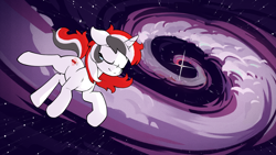 Size: 1920x1080 | Tagged: safe, edit, imported from derpibooru, oc, oc only, oc:red rocket, pony, unicorn, bad end, cutie mark, eyes closed, female, game, horn, mare, marequest, smiling, solo, space, stars, unicorn oc