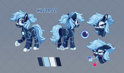 Size: 4343x2562 | Tagged: safe, artist:moetempura, imported from derpibooru, oc, oc:maelfrost, earth pony, pony, robot, robot pony, ahegao, led, looking at you, open mouth, reference sheet, solo, three quarter view, tongue out