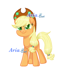 Size: 2419x3187 | Tagged: safe, alternate version, artist:shangshanruoshui24400, imported from derpibooru, applejack, earth pony, pony, applejack's festival hat, female, mare, simple background, solo, text, white background