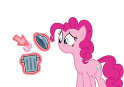 Size: 1278x899 | Tagged: safe, artist:brightstar40k, imported from derpibooru, pinkie pie, earth pony, magic duel, female, mouthless, simple background, solo, transparent background, trash can