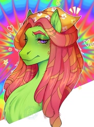 Size: 1171x1593 | Tagged: safe, artist:damon_ekel, imported from derpibooru, tree hugger, earth pony, pony, bust, psychedelic background, solo