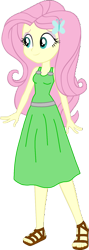 Size: 554x1564 | Tagged: safe, artist:invisibleink, artist:tylerajohnson352, imported from derpibooru, fluttershy, equestria girls, belt, clothes, dress, gown, high heels, sandals, shoes, simple background, skirt, solo, transparent background, waistband