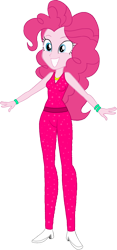 Size: 754x1613 | Tagged: safe, artist:invisibleink, artist:tylerajohnson352, imported from derpibooru, pinkie pie, equestria girls, backless, belt, clothes, high heels, jewelry, necklace, pants, shoes, short shirt, simple background, solo, tanktop, transparent background, waistband, wristband