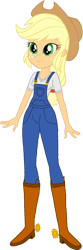 Size: 529x1595 | Tagged: safe, artist:invisibleink, artist:tylerajohnson352, imported from derpibooru, applejack, equestria girls, boots, clothes, cowboy boots, cowboy hat, cowgirl, denim, farmer, hat, overalls, shirt, shoes, simple background, solo, transparent background