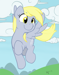 Size: 631x800 | Tagged: safe, artist:ajin, imported from derpibooru, derpy hooves, pegasus, pony, colored, cute, female, flat colors, flying, mare, smiling, solo