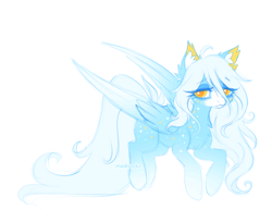 Size: 2048x1671 | Tagged: safe, alternate version, artist:madisockz, imported from derpibooru, oc, oc only, oc:daydream, pegasus, pony, :3, ahoge, big eyes, blaze (coat marking), blue coat, blue mane, blue tail, body freckles, chest fluff, coat markings, colored ear fluff, colored eyebrows, colored pinnae, colored sketch, colored wings, colored wingtips, ear fluff, eye clipping through hair, eyebrows, eyebrows visible through hair, facial markings, female, flying, freckles, gradient legs, gradient wings, high res, impossibly long tail, lidded eyes, long mane, long tail, mare, mealy mouth (coat marking), partially open wings, pegasus oc, signature, simple background, sketch, smiling, socks (coat markings), solo, tail, tired eyes, two toned wings, white background, wingding eyes, wings, yellow eyes
