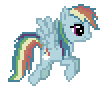 Size: 100x90 | Tagged: safe, artist:jaye, artist:monkeyjay, imported from derpibooru, mean rainbow dash, pony, the mean 6, animated, clone, desktop ponies, flying, pixel art, simple background, solo, sprite, transparent background