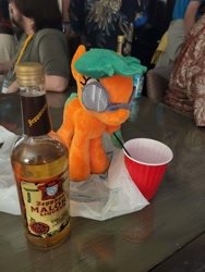 Size: 1536x2048 | Tagged: safe, imported from derpibooru, oc, oc:morning mimosa, pony, alcohol, drink, drinking, irl, liquor, malort, photo, plushie