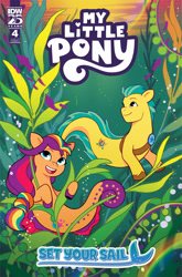 Size: 2063x3131 | Tagged: safe, artist:paulina ganucheau, idw, imported from derpibooru, hitch trailblazer, sunny starscout, fish, merpony, spoiler:comic, spoiler:g5, comic cover, female, g5, male, mare, my little pony: tell your tale, official, official comic, seaweed, set your sail, stallion, underwater, water