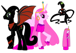 Size: 3820x2672 | Tagged: safe, artist:nathaniel718, imported from derpibooru, alicorn, pony, adventure time, cartoon network, female, male, mare, nergal, nergal and princess bubblegum, ponified, princess bubblegum, simple background, stallion, the grim adventures of billy and mandy, white background