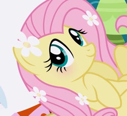 Size: 1335x1220 | Tagged: safe, artist:cstrawberrymilk, imported from derpibooru, fluttershy, pony, flower, flower in hair, solo