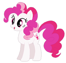 Size: 438x424 | Tagged: safe, artist:selenaede, artist:user15432, imported from derpibooru, plumsweet, earth pony, pony, base used, female, generation leap, mare, open mouth, open smile, pink eyes, pink mane, pink tail, recolor, simple background, smiling, solo, tail, transparent background, white coat