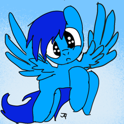 Size: 640x640 | Tagged: safe, artist:joeydr, imported from derpibooru, oc, oc only, oc:cobalt breeze, pegasus, pony, female, flying, gradient background, mare, solo