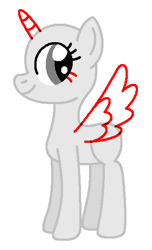 Size: 345x569 | Tagged: safe, artist:maddiewondermanforever36, imported from twibooru, oc, oc only, alicorn, pony, alicorn oc, bald, base, female, horn, image, mare, ms paint, png, simple background, smiling, solo, white background, wings