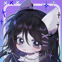 Size: 1000x1000 | Tagged: safe, artist:jelly-candy, imported from derpibooru, oc, oc only, unnamed oc, earth pony, pony, chain necklace, cross earring, cute, ear piercing, earring, fangs, hairclip, icon, jewelry, ocbetes, piercing, single fang