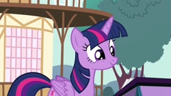 Size: 1200x675 | Tagged: safe, imported from derpibooru, screencap, twilight sparkle, alicorn, it ain't easy being breezies, cute, ponyville town hall, smiling, solo, twiabetes, twilight sparkle (alicorn)