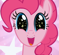 Size: 605x565 | Tagged: safe, imported from derpibooru, screencap, pinkie pie, the ticket master, cropped, solo, starry eyes, wingding eyes