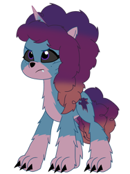 Size: 768x1024 | Tagged: safe, artist:bluemario11, imported from derpibooru, hengstwolf, unicorn, werewolf, countershading, female, g5, horn, misty brightdawn, simple background, solo, transparent background