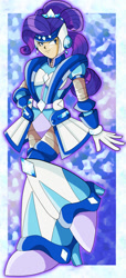 Size: 750x1649 | Tagged: safe, artist:rockmangurlx, imported from derpibooru, rarity, robot, female, gynoid, hand on hip, mega man (series), megaman x, reploid, smiling