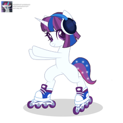 Size: 3600x3600 | Tagged: safe, artist:ramixe dash, imported from derpibooru, pony, unicorn, base used, belly, bipedal, cassette jam, female, g5, g5 to g4, generation leap, horn, mare, roller skates, rollerblades, signature, simple background, skates, text, transparent background, watermark