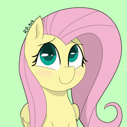 Size: 1378x1378 | Tagged: safe, artist:riverdawn404, imported from derpibooru, fluttershy, pegasus, pony, green background, simple background, solo