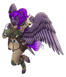 Size: 2893x3350 | Tagged: safe, alternate version, artist:natt333, imported from derpibooru, oc, oc only, oc:violet flame, anthro, pegasus, armor, braid, commissioner:solar aura, simple background, solo, transparent background