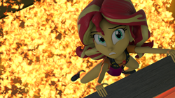 Size: 1920x1080 | Tagged: safe, artist:ontheedgeht, imported from derpibooru, sunset shimmer, equestria girls, cliffhanger, fire