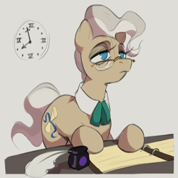 Size: 2000x2000 | Tagged: safe, artist:egil, imported from derpibooru, mayor mare, earth pony, pony, desk, female, mare, quill, simple background, solo, tired
