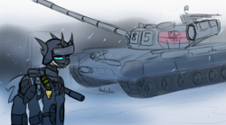 Size: 2925x1625 | Tagged: safe, artist:ashel_aras, imported from derpibooru, oc, oc only, changeling, armor, changeling oc, sketch, solo, tank (vehicle)