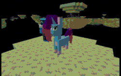 Size: 960x600 | Tagged: safe, artist:derek the metagamer, imported from derpibooru, unicorn, 3d, blockbench, blockbench guy, end, g5, horn, low poly, minecraft, misty brightdawn, moon, my little pony: tell your tale