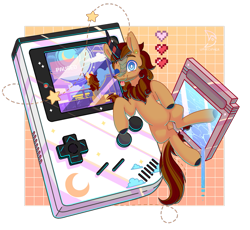 Size: 933x857 | Tagged: safe, artist:wavecipher, imported from derpibooru, oc, oc:pixel cache, kirin, game boy, games, retrowave