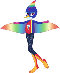 Size: 2372x2897 | Tagged: safe, artist:dupontsimon, imported from derpibooru, rainbow dash, human, fanfic:choose your own magic ending, equestria girls, equestria girls series, fanfic art, flying, simple background, solo, superhero, transparent background, vector