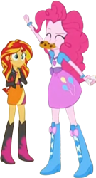 Size: 1363x2520 | Tagged: safe, edit, edited screencap, editor:homersimpson1983, imported from derpibooru, screencap, pinkie pie, sunset shimmer, human, equestria girls, arms, arms in the air, background removed, blurry, boots, bow, bracelet, breasts, bust, chewing, chocolate chip cookie, clothes, cookie, duo, duo female, eating, eyebrows, eyes closed, eyes open, female, food, hand, hands in the air, jacket, jewelry, leather, leather boots, leather jacket, legs, long hair, long sleeves, my little pony equestria girls: rainbow rocks, raised eyebrow, random, shirt, shoes, short sleeves, silly, simple background, teenager, top, transparent background, v-neck, vest