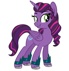 Size: 2712x2799 | Tagged: safe, artist:sjart117, imported from derpibooru, opaline arcana, alicorn, pony, alternate hairstyle, ask the mane 12, female, g5, mare, permission given, redesign, simple background, solo, transparent background