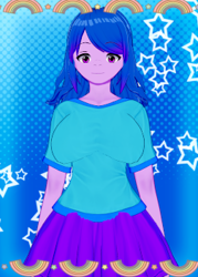 Size: 252x352 | Tagged: safe, imported from derpibooru, izzy moonbow, human, equestria girls, 3d, clothes, female, g5, game, koikatsu, my little pony: a new generation, shirt, skirt, socks, t-shirt, teenage izzy moonbow, teenager, thigh highs