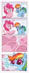 Size: 1679x4096 | Tagged: safe, artist:pabbley, imported from derpibooru, pinkie pie, rainbow dash, earth pony, pegasus, pony, comic, dialogue, duo, duo female, faic, female, frog (hoof), high res, hoof heart, hoofbutt, hooves, lampshade hanging, mare, open mouth, pinkie being pinkie, rainbow dash is best facemaker, underhoof, upside-down hoof heart
