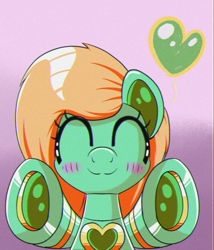 Size: 1500x1750 | Tagged: safe, artist:trackheadtherobopony, imported from derpibooru, oc, oc only, oc:goldheart, pony, robot, robot pony, blushing, gradient background, heart, hug, solo