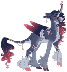 Size: 2679x2846 | Tagged: safe, artist:sleepy-nova, imported from derpibooru, oc, oc:crescent moon, alicorn, pony, cloven hooves, colored wings, curved horn, horn, male, multicolored wings, simple background, solo, stallion, transparent background, wings