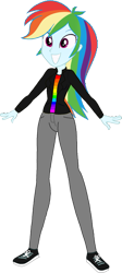 Size: 697x1557 | Tagged: safe, artist:invisibleink, color edit, edit, imported from derpibooru, rainbow dash, human, equestria girls, clothes, colored, converse, denim, jacket, jeans, leather, leather jacket, pants, shirt, shoes, simple background, solo, transparent background